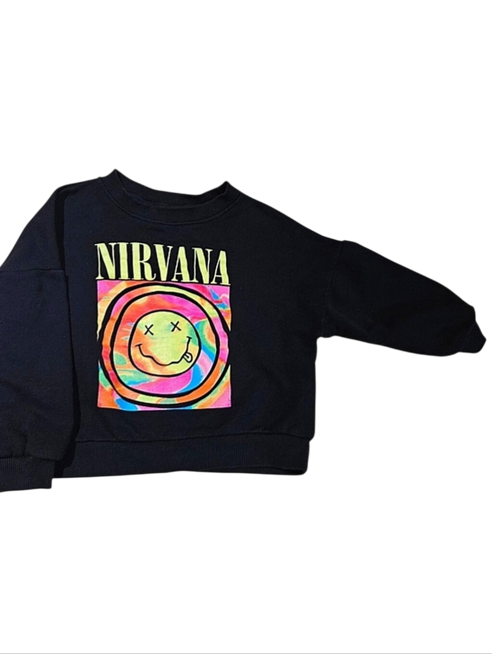 Zara Black Plush Comfy Psychodelic Nirvana Crewneck Sweatshirt 5-6Y HOST PICK